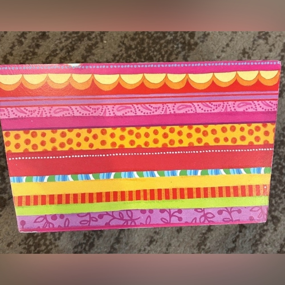 Hobby Lobby brand Colorful Striped Patterned container: EUC